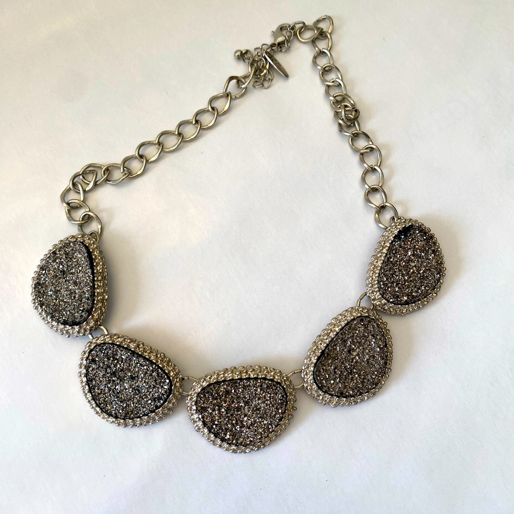 Beautiful sparkling silver and gray necklace.